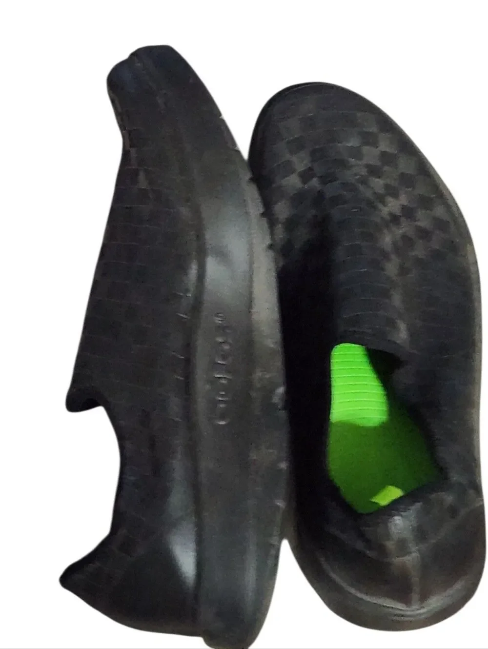 Oofos Shoes Mens 9.5 Black Checkered Slip On Sneakers Oomg Eezee Low 42.5